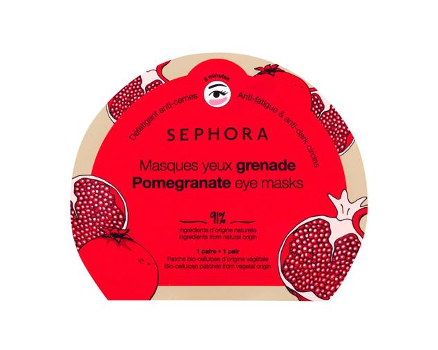 Los Masques Yeux con granada de Sephora Collection ayudan a tonificar la piel para despertar la mirada.  Cómpralo aquí