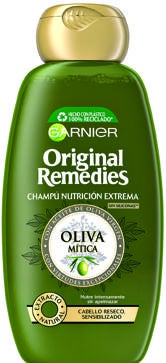Imagen secundaria 1 - Para conseguir el moño con volumen de Gigi Hadid prueba con el champú Original Remedies Oliva Mítica (3,30 €) y laca Elnett Satin de L'Oréal Paris (5,50 €).
