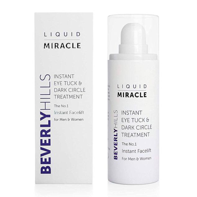 Liquid Miracle de Beverly Hills es como obtener una cirugía lifting sin bisturí en el contorno de los ojos, ya que estira, tensa y alisa la piel durante horas, de forma indolora y en solo 90 segundas. Está formulado con silicato de socio, veegum y el péptido argireline, capaces de revitalizar la mirada al instante, reducir líneas de expresión y arrugas, reafirmar y corregir bolsas actuando como un drenaje linfático. Cómpralo aquí