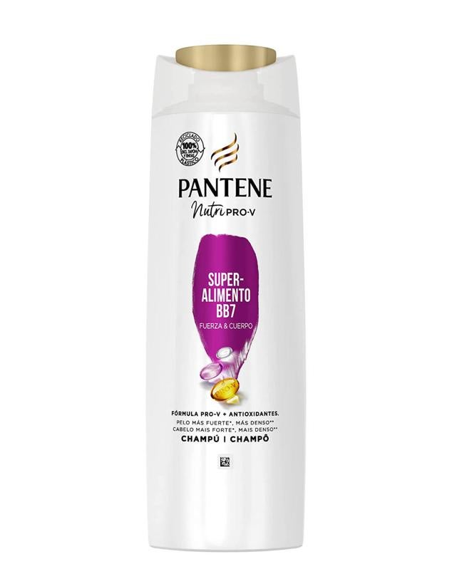 El champú Superalimento BB7 de Pantene Pro-V no contiene siliconas, aceites minerales ni colorantes.  Cómpralo aquí