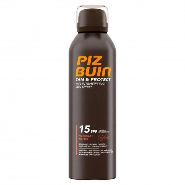 Tan & Protect Intensifying SunSpray de Piz Buin se trata de un spray solar intensificador del bronceado que también proporciona hidratación y protección de la piel, así como previene la descamación y ayuda a un bronceado más duradero. Aumenta hasta un 70% la producción del pigmento bronceador gracias al Illumitone, contiene vitamina E y resiste al agua y al sudor, sin ser pegajoso o graso. Cómpralo aquí