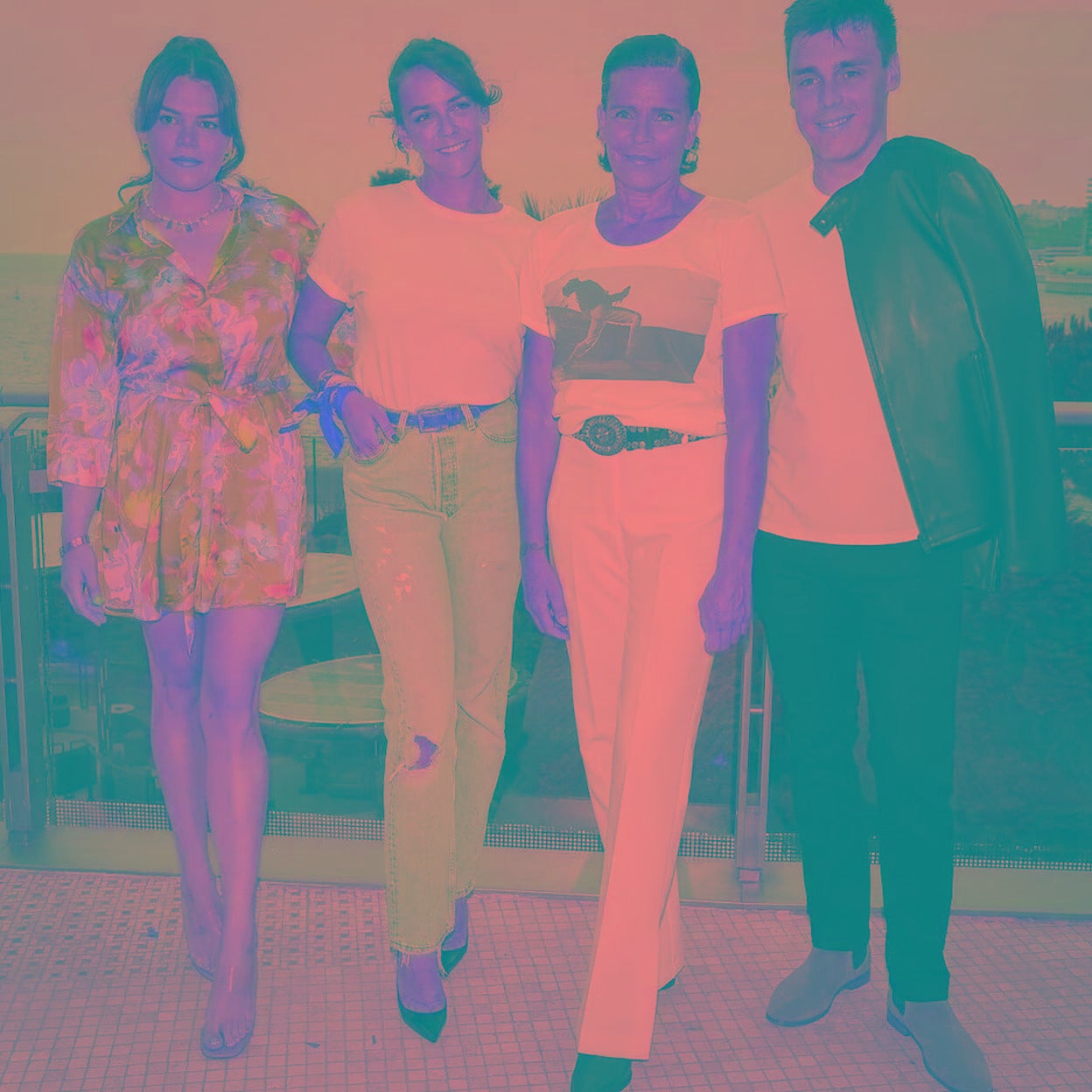 Camille Gottlieb, Pauline Ducret, Estefanía de Mónaco y Louis Ducret, en su aparición en la Gala por la lucha contra el Sida en Mónaco. 