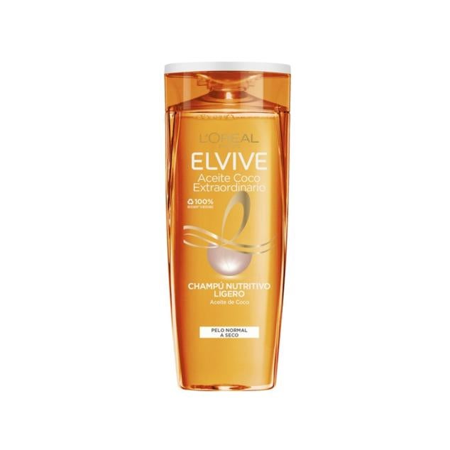 Champú nutritivo para cabellos normales a secos. Ofrece una nutrición ligera gracias al aceite extra fino de coco, dejando el cabello brillante y sin apelmazar. Aplicar sobre el cabello mojado, masajear y aclarar. Precio: 3,52 euros en Perfumes Club. Cómpralo aquí