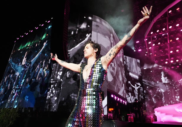 INDIO, CALIFORNIA - APRIL 15: Harry Styles performs onstage at the Coachella Stage during the 2022 Coachella Valley Music And Arts Festival on April 15, 2022 in Indio, California. (Photo by Kevin Mazur/Getty Images for ABA)