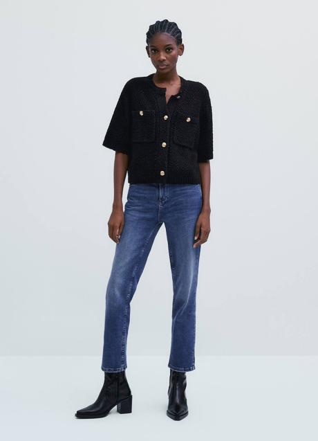 Imagen - Chaqueta de punto texturizado y botones dorados