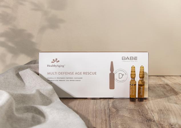 Indicada hasta para las pieles más sensibles, Multi Defense Age Rescue es un tratamiento de ampollas regeneradoras, revitalizantes y rejuvenecedoras. El secreto se encuentra en la combinación de activos de su fórmula, entre los que se encuentra un potente concentrado de vitaminas. (15,50 euros).