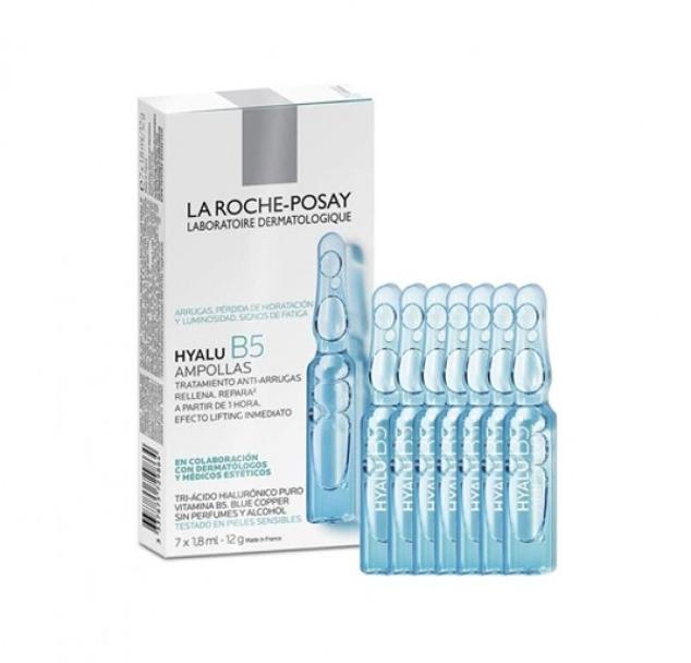 Hyalu B5 es un tratamiento en formato ampollas que actúa sobre la piel en la primera aplicación. ¿El motivo? Una fórmula que combina Vitamina B5, Blue Copper y el agua termal icónica de la firma. También cuenta con ácido hialurónico de tres pesos moleculares para un efecto lifting. (25 euros).