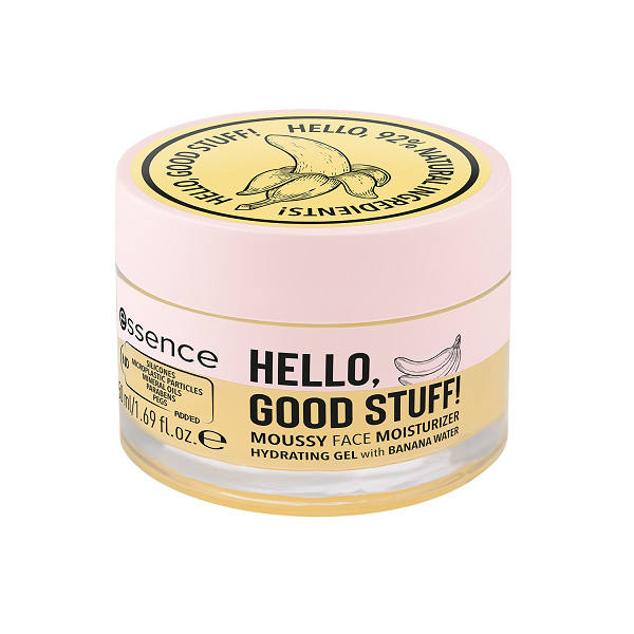 Hello, Good Stuff! Moussy Face Moisturizer de Essence aporta hidratación, uniformidad, luminosidad y la máxima suavidad a la piel con un 92% de ingredientes naturales. En ella podemos observar agua de banana hidratante y potenciadora del brillo, pantenol regenerador y también hidratante, aceites y extractos nutritivos y antioxidantes y, vitamina E protectora, que mantiene la hidratación y aumenta la elasticidad. Cómpralo aquí