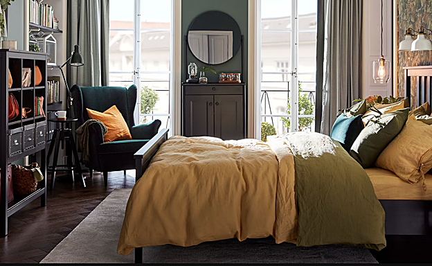 Cómo combinar colores en el dormitorio: verdes y amarillos, siempre un acierto.
