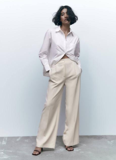 Imagen - Pantalón ancho con pinzas en tono arena