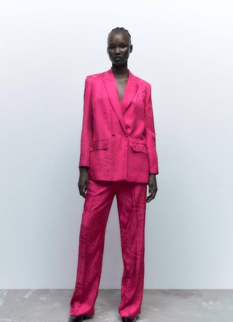 Imagen - Traje fluido en tejido jacquard animal print fucsia