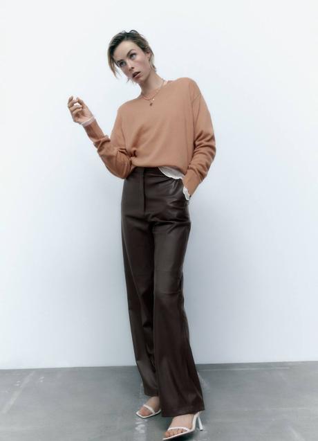 Imagen - Pantalones de vestir efecto piel en marrón