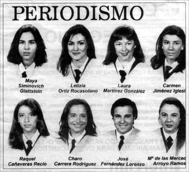 Letizia Ortiz en la imagen de su orla de periodismo, carrera que estudió en la Universidad Complutense de Madrid.