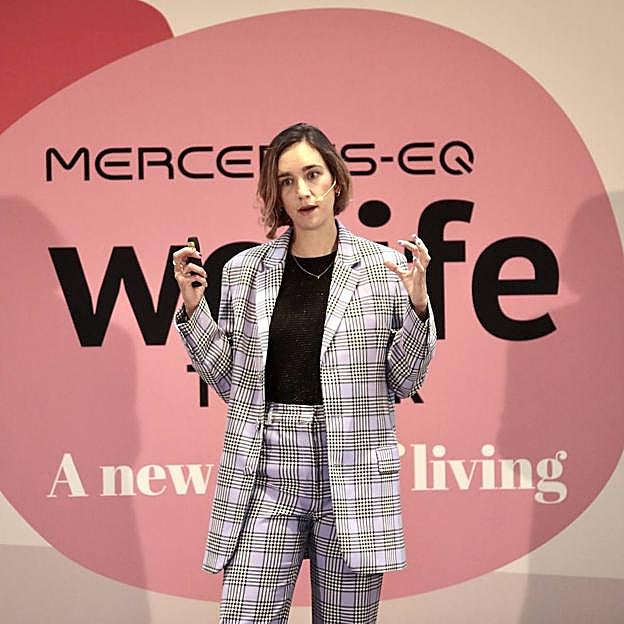 Cristina Barroso hablño de la buena relación con la comida en Mercedes-EQ Welife Tour Valldolid.