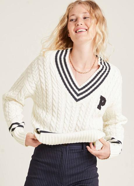 Imagen - Jersey varsity con escote de pico y rayas