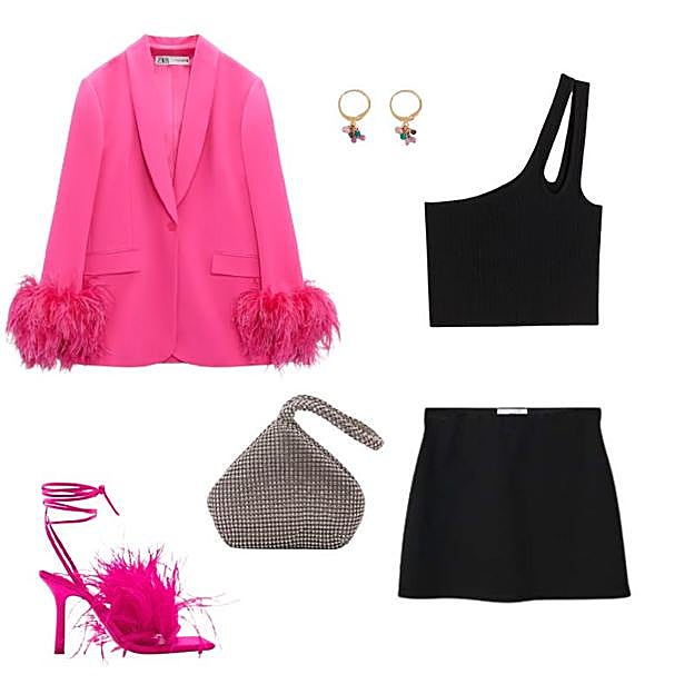 Americana y sandalia de Zara, bolso de Zalando, falda de Mango, pendientes de Malababa y top de H&M.