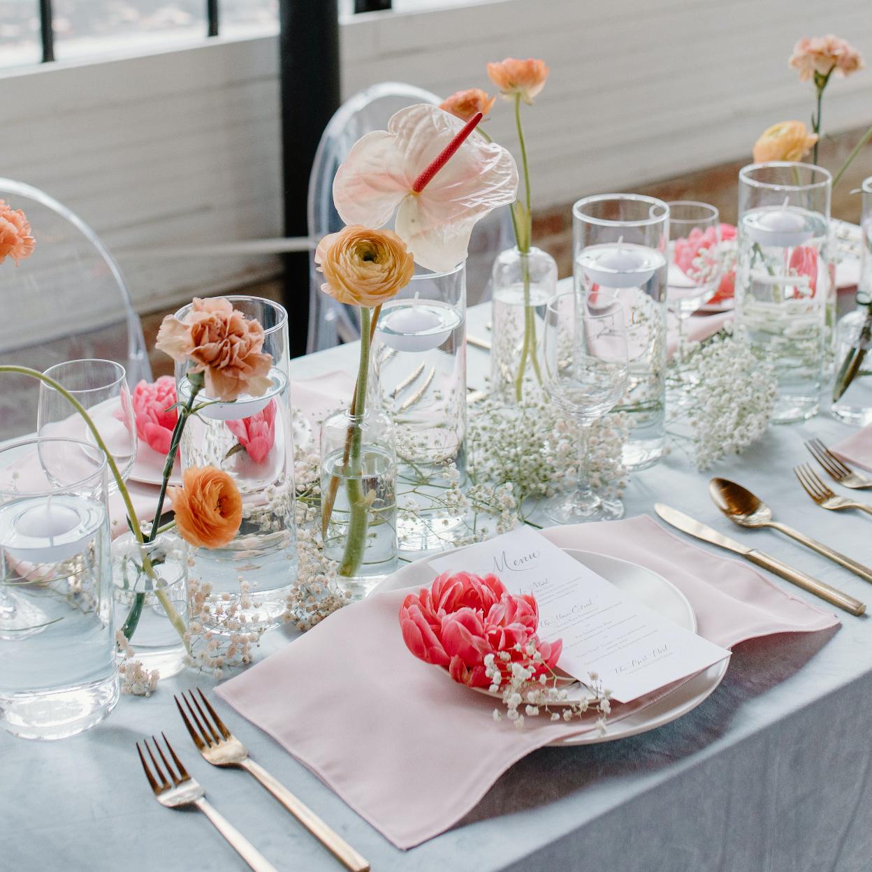 Los manteles son la pieza clave para conseguir mesas espectaculares.