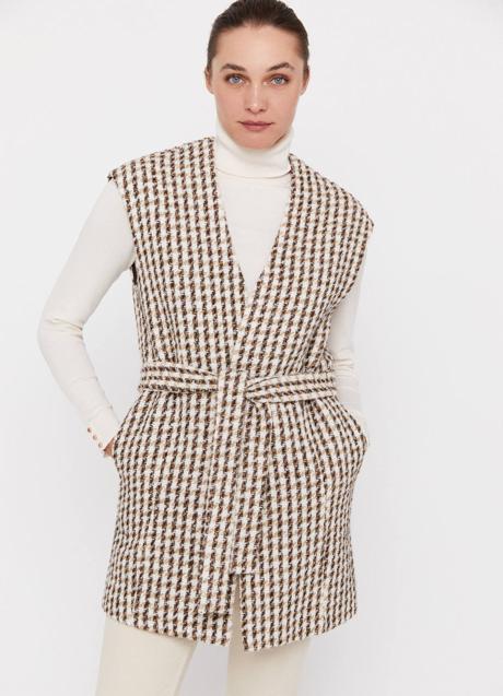 Imagen - Chaleco en tejido de estructura con estampado a cuadros