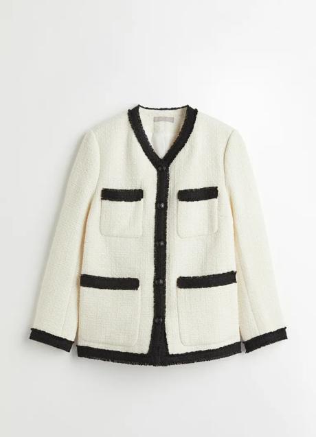 Imagen - Chaqueta tweed en blanco y negro de H&M. Foto: H&M.