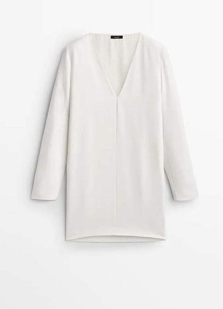 Imagen - Vestido blanco con hombreras de Massimo Dutti, 59,95€.