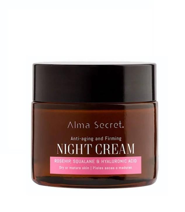 Anti-Aging and Firming Night Cream de Alma Secret es una crema multi-acción con tres tecnologías vegetales para rejuvenecer, iluminar, reducir imperfecciones, potenciar la firmeza y disminuir la profundidad de las arrugas. Contiene un complejo de activos que repara el daño, hidrata y suaviza las a¡líneas, así como ácido hialurónico vegano y escualeno hidratante y con efecto relleno, que tersa y suavizan. Los aceites de rosa mosqueta, albaricoque y argán regeneran, mejoran la elasticidad, unifican, alisan e iluminan. Cómpralo aquí