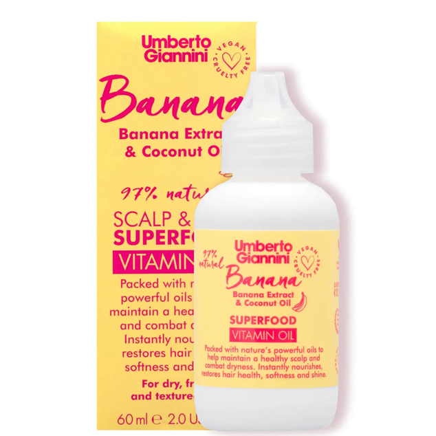 Aceite capilar con un 97% de ingredientes naturales. Además, está reforzado por el extracto de plátano, repleto de vitaminas A, B y C. Es de Umberto Giannini. Precio: 7,95 €. Cómpralo aquí
