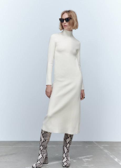 Imagen - Vestido de punto midi en blanco
