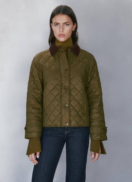 Imagen - Abrigo acolchado con cuello de pana en tono kaki