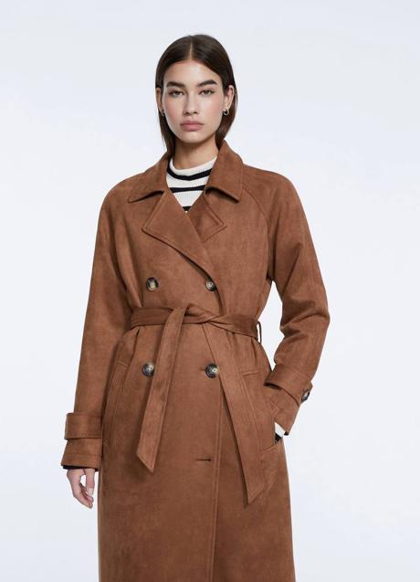 Imagen - Gabardina cruzada de ante en marrón