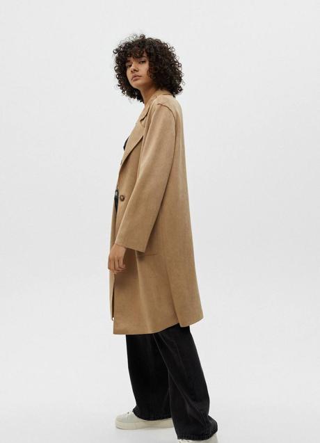 Imagen - Gabardina fluida de antelina en beige