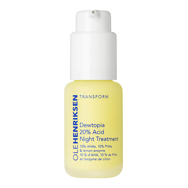 Sérum de noche con un 20% de ácido que suaviza la textura de la pie y se enfoca en la apariencia de manchas oscuras, poros y líneas de expresión. Es de Olehenriksen. Precio: 56,99 €. Cómpralo aquí