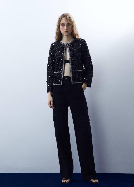 Imagen - Chaqueta con brillos, hilo metalizado y lentejuelas color negro