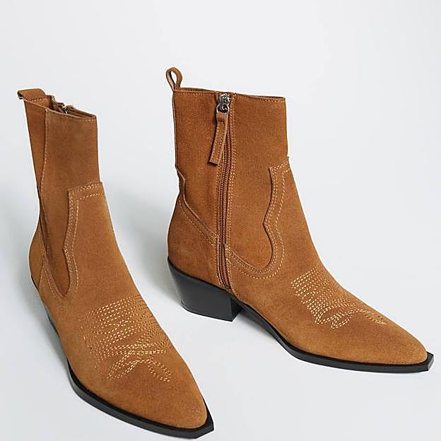 Botines cowboy marrón con bordados