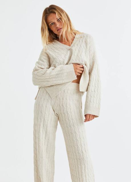 Imagen - Set de punto trenzado crudo