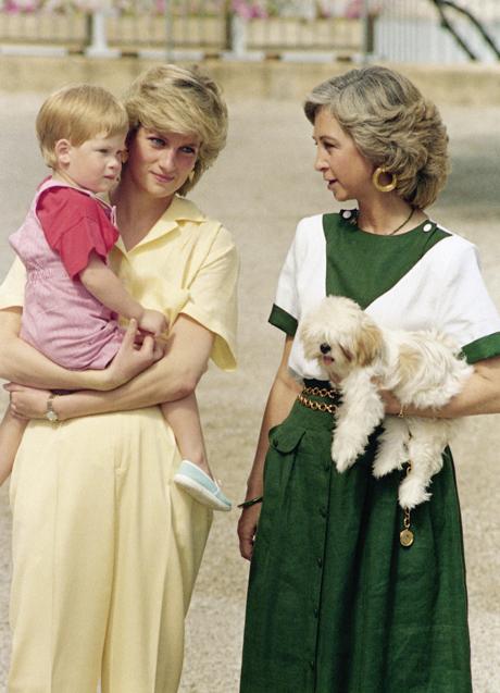 Imagen - Diana de Gales con su hijo el príncipe Enrique y la reina Sofía con su perro.