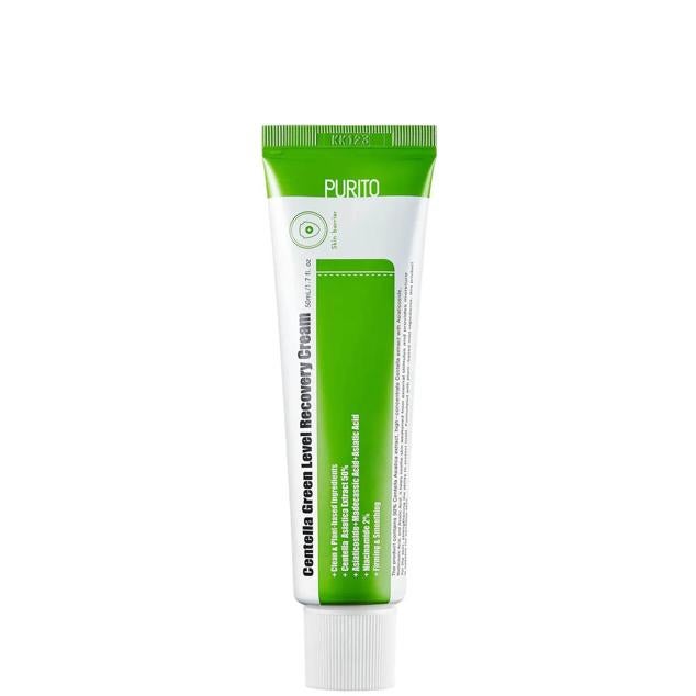 Centella Green Level Recovery Cream de Purito es una crema multiusos para todo tipo de piel que suaviza, reduce la sensibilidad, regenera los daños, hidrata, rellena, ilumina, protege y minimiza los signos de la edad gracias a la centella asiática, la adenosina, el escualeno, la niacinamida, la manteca de karité, el ácido hialurónico y el hongo tremella. Cómpralo aquí