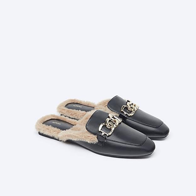 Mocasines destalonados con forro de pelo