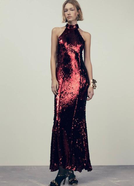 Imagen - Vestido largo de lentejuelas rojo