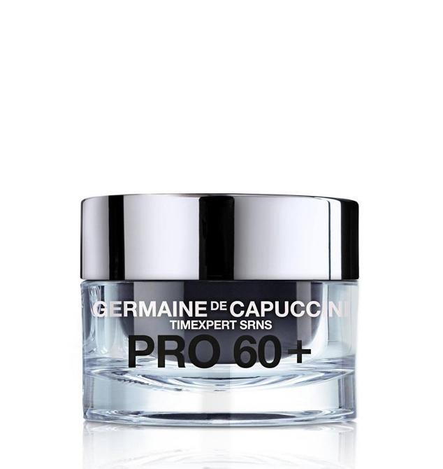 Timexpert SRNS Pro 60+ de Germaine de Capuccini se trata de una crema intensiva nutritiva y antiedad de acción múltiple para pieles maduras. Corrige la sequedad, tirantez, flacidez, arrugas, manchas y tez apagada con su poder regenerador basado en la ciencia de la epigenética. Para ello, se sirve del ácido hialurónico, ceramidas, fermentos, proteínas, y aceites de oliva, aguacate, soja y romero, junto a la manteca de karité. Cómpralo aquí