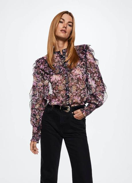 Imagen - Blusa semitransparente con estampado floral y volantes