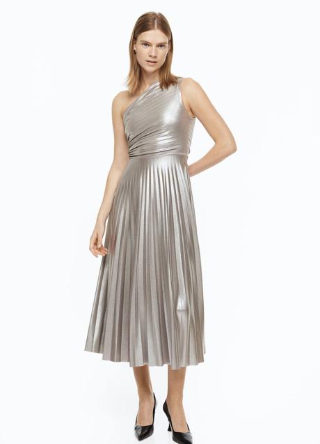 Imagen - Vestido midi plisado con acabado metalizado