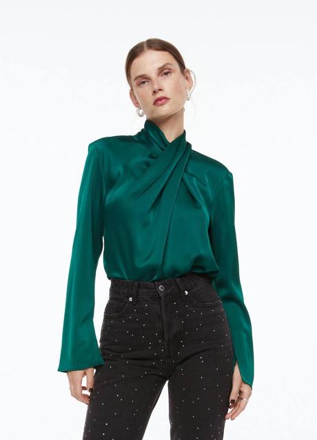 Imagen - Blusa con cuello cruzado drapeado