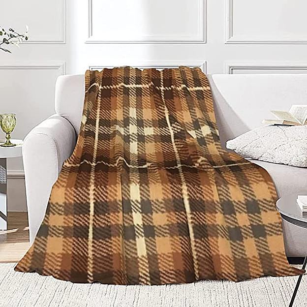 Manta de franela a cuadros marrones Joocar