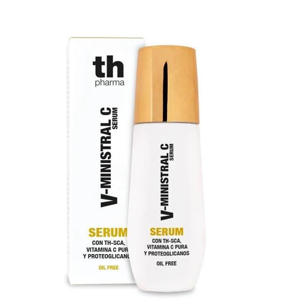 V-Ministral C Serum de Thader TH Pharma corrige las líneas de expresión y manchas en rostro y escote al estimular la renovación celular y activar la síntesis de colágeno, así como recupera la firmeza y la densidad. Está formulado con vitamina C, ácido hialurónico, ácido glicólico, antiproteasas, proteínas y alantoína. Cómpralo aquí