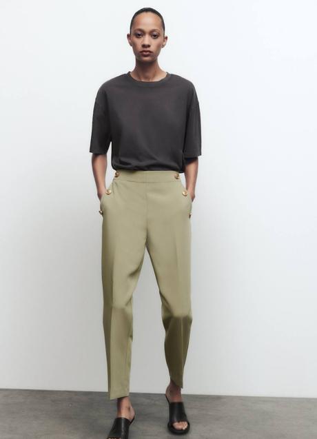 Imagen - Pantalón de cintura elástica con botones decorativos