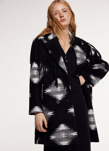 Imagen - Abrigo con estampado étnico y flecos