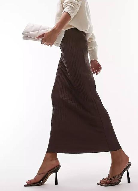 Imagen - Falda de punto texturizado marrón