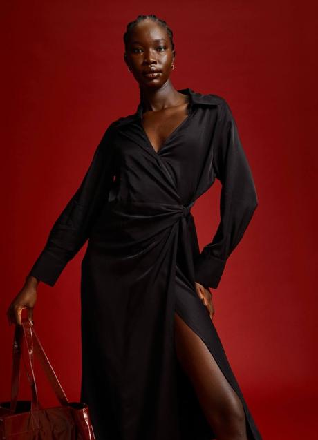 Imagen - Vestido midi camisero color negro