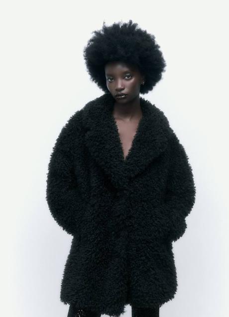 Imagen - Abrigo corto en tejido de borreguillo negro