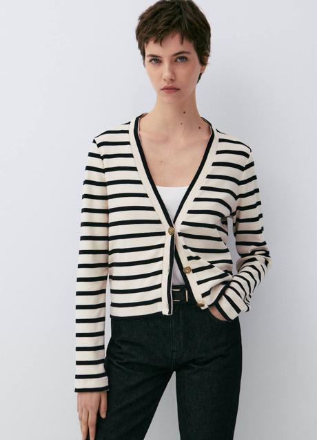 Imagen - Cárdigan con estampado de rayas y botones dorados